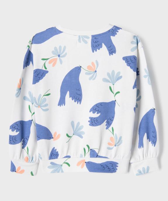 Sweat blousant en molleton doux imprimé fille vue3 - GEMO 4G FILLE - GEMO