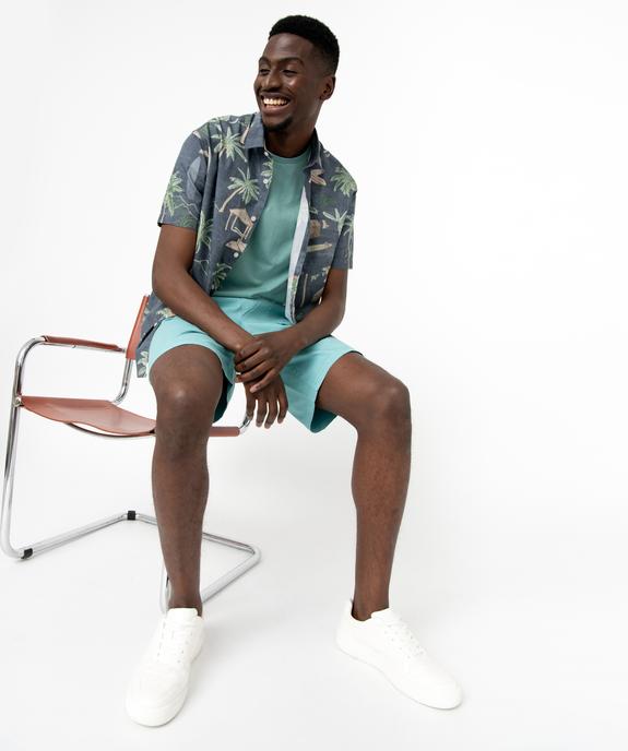 Bermuda en toile uni avec ceinture ajustable homme vue5 - GEMO 4G HOMME - GEMO