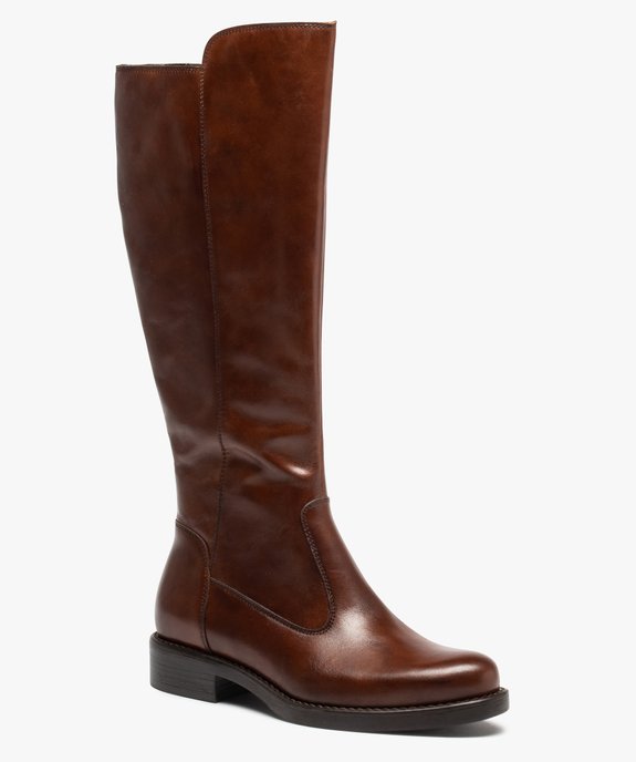 Bottes femme à talon plat unies style cavalières - Tanéo vue2 - TANEO - GEMO