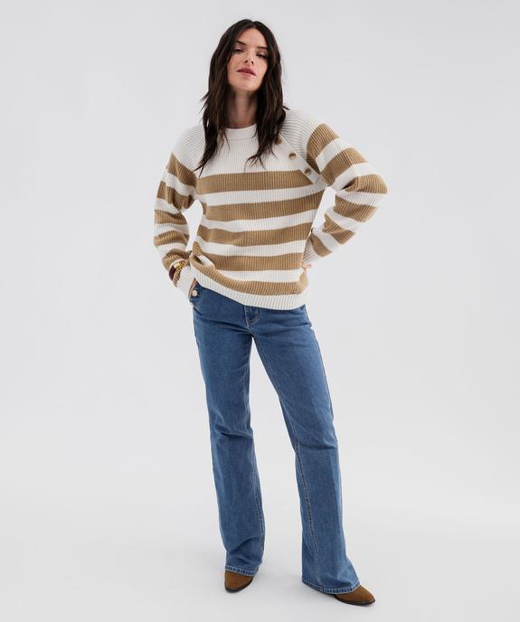 Pull rayé en côtes perlées esprit marinière femme - LuluCastagnette vue5 - LULU CASTAGNETTE GEMO FOR GOOD - GEMO