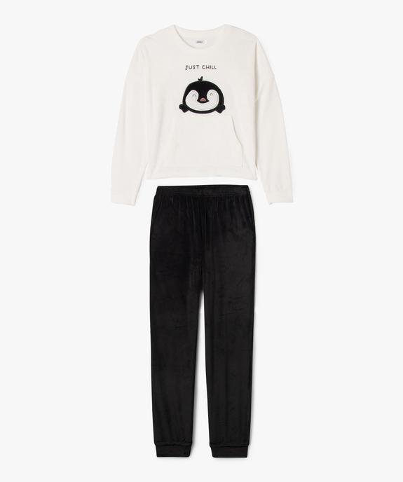 Pyjama en velours à motif pingouin fille vue1 - GEMO (JUNIOR) - GEMO