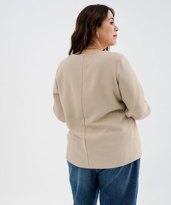 Blouse manches 3/4 en maille fluide et col V femme grande taille vue4 - GEMO (G TAILLE) - GEMO