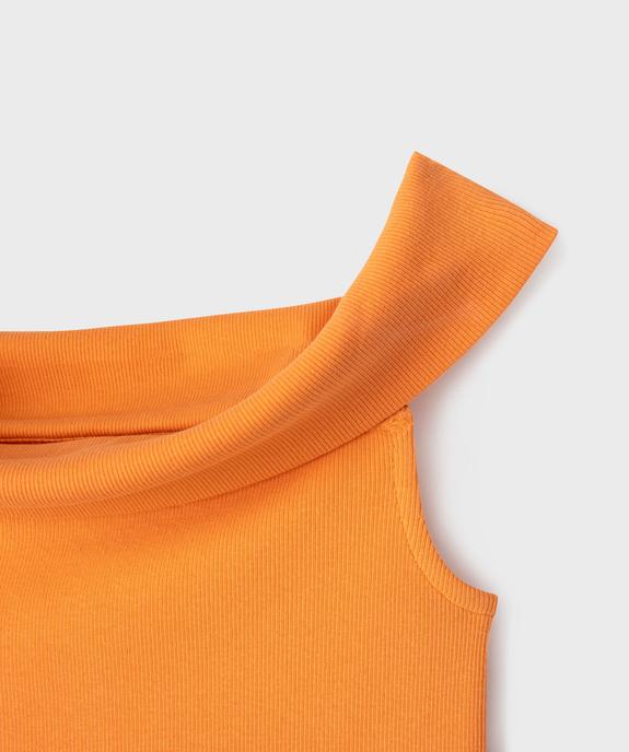 Tee-shirt sans manches à col bardot en maille côtelée fille vue4 - GEMO 4G FILLE - GEMO