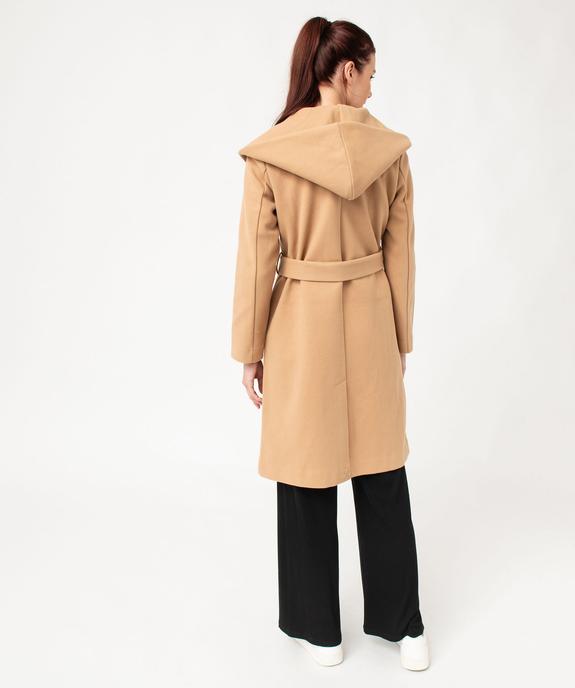 Manteau mi-long à grand col capuche femme vue3 - GEMO(FEMME PAP) - GEMO