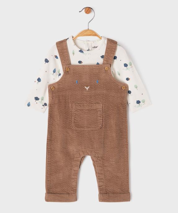 Ensemble 2 pièces bébé garçon salopette en velours et body manches longues vue1 - GEMO(BB COUCHE) - GEMO