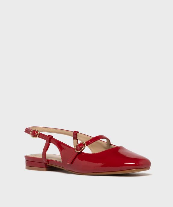 Ballerines vernies slingback à bout carré et brides femme - Follow Me vue2 - FOLLOW ME - GEMO