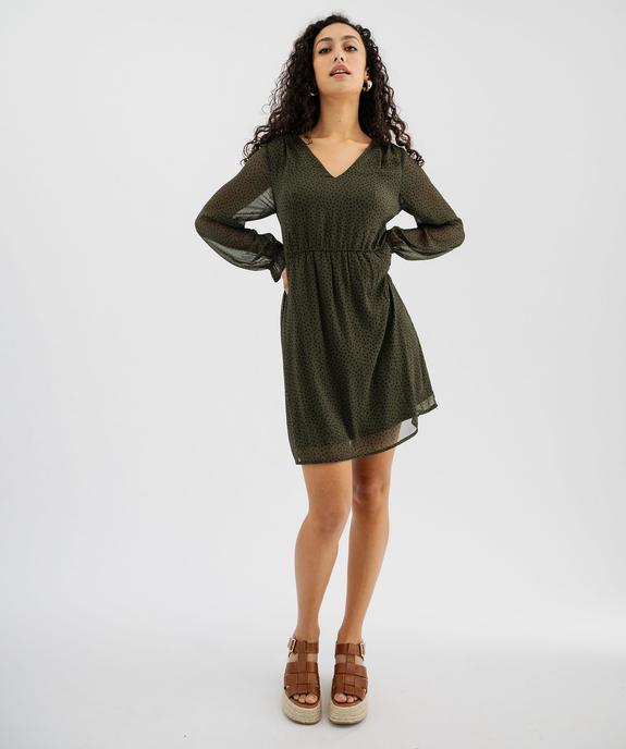 Robe imprimée en voile à manches longues femme vue4 - GEMO(FEMME PAP) - GEMO