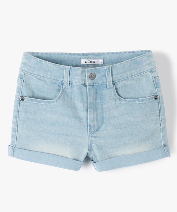 Short en jean extensible à revers fille vue1 - GEMO 4G FILLE - GEMO