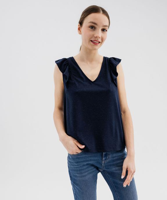 Tee-shirt sans manches pailleté et volanté femme vue2 - GEMO(FEMME PAP) - GEMO