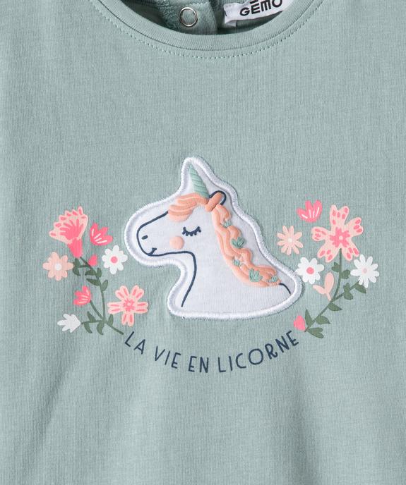 Tee-shirt bébé fille à manches courtes avec motif licorne vue2 - GEMO 4G BEBE - GEMO