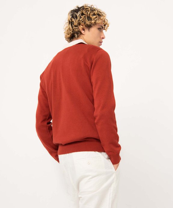 Pull homme à col rond en coton vue3 - GEMO (HOMME) - GEMO