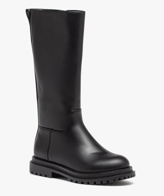 Bottes fille plates unies et fourrées à zip vue2 - GEMO (ENFANT) - GEMO