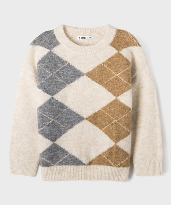 Pull à motifs losanges fille vue1 - GEMO (ENFANT) - GEMO