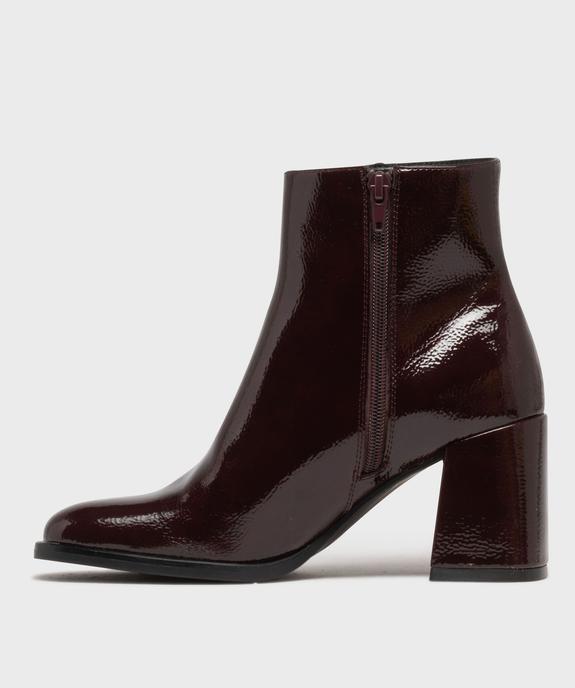 Boots vernis avec bout carré et talon flare femme - Follow Me vue4 - FOLLOW ME - GEMO