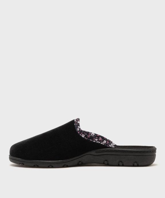 Chaussons mules en velours avec biais à motifs fleuris femme vue3 - G'FLEX - GEMO