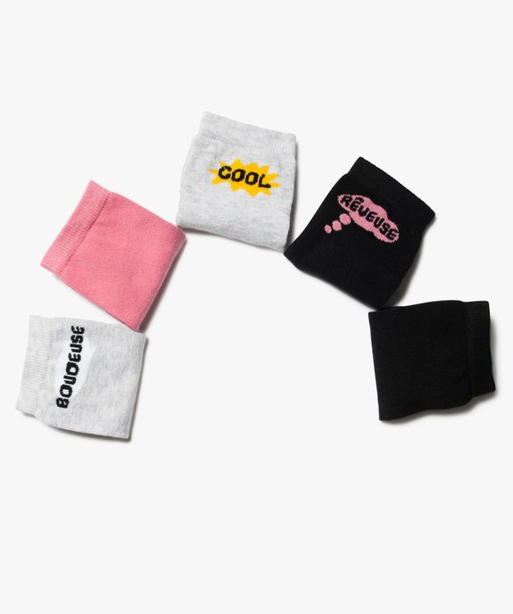Chaussettes fille à tige haute à inscription (lot de 5) vue2 - GEMO (ENFANT) - GEMO