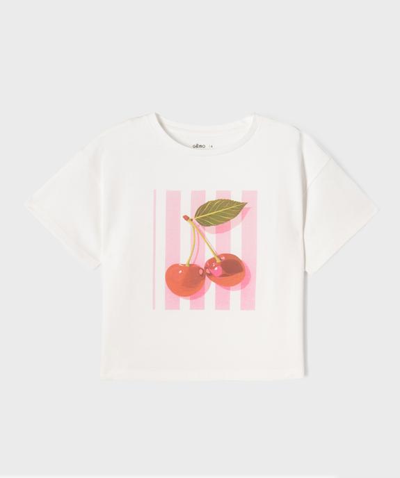 Tee-shirt manches courtes coupe courte imprimé fille vue2 - GEMO (ENFANT) - GEMO