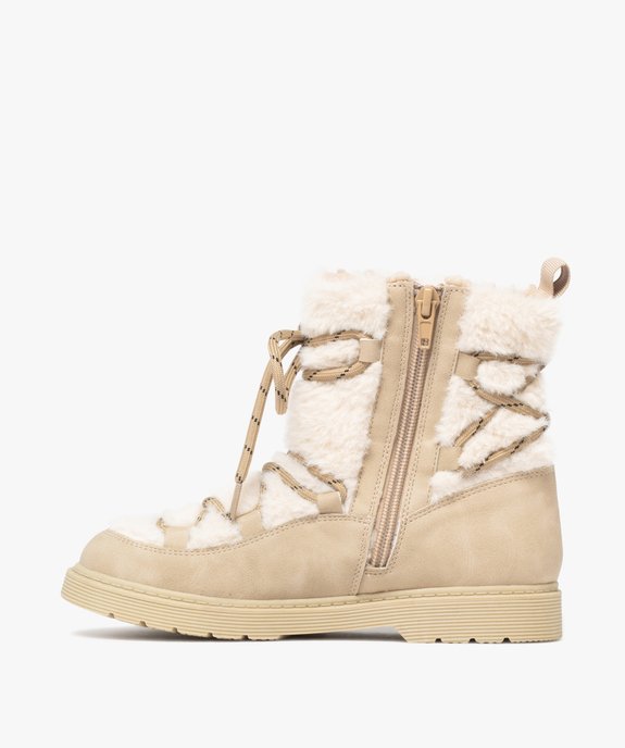 Boots fille fourrées au dessus duveteux à zip et lacets à nouer vue4 - LOVELY WINGS GEMO FOR GOOD - GEMO