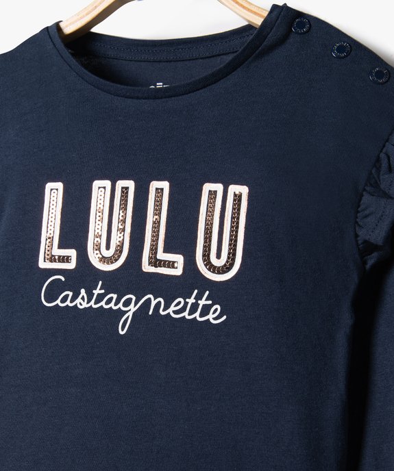 Tee-shirt bébé fille avec inscription en sequins - LuluCastagnette vue2 - LULUCASTAGNETTE - GEMO