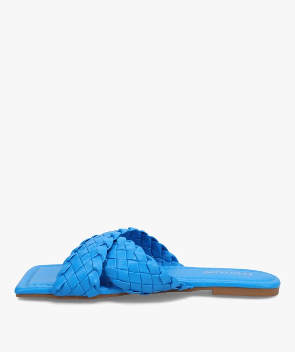 Mules femme unies à talon plat et brides tressées  vue3 - SANS MARQUE - GEMO