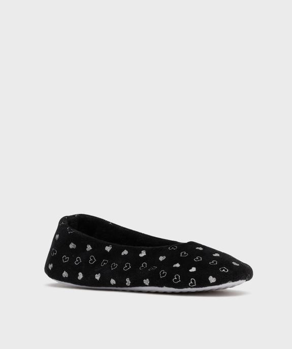 Chaussons ballerines en velours motifs coeurs femme vue2 - GEMO(HOMWR FEM) - GEMO