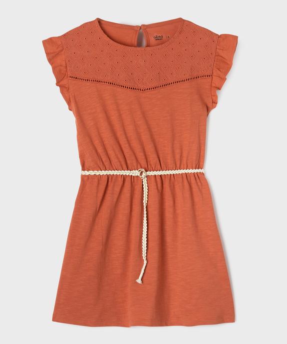 Robe fille en maille avec buste brodé et manches à volants vue1 - GEMO 4G FILLE - GEMO