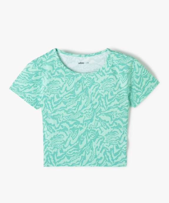 Tee-shirt fille court imprimé multicolore vue1 - GEMO (JUNIOR) - GEMO