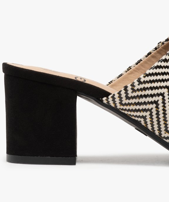 Mules femme à talon carré et large bandeau tissé vue6 - GEMO(URBAIN) - GEMO