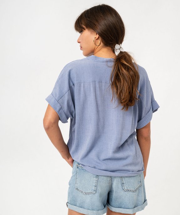 Blouse manches courtes coupe loose en viscose froissée femme vue3 - GEMO(FEMME PAP) - GEMO