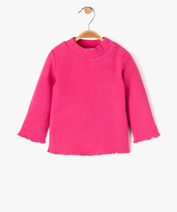 Tee-shirt manches longues en maille épaisse à col montant bébé fille vue1 - GEMO(BEBE DEBT) - GEMO