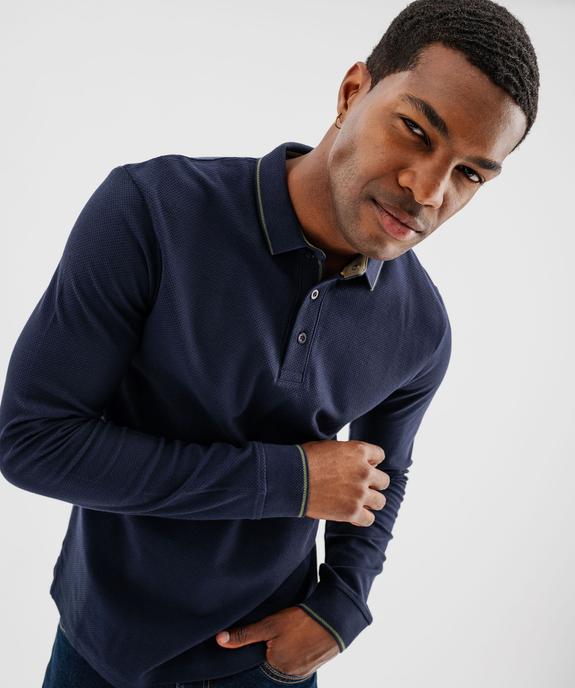 Polo à manches longues en maille fantaisie homme vue1 - GEMO 4G HOMME - GEMO