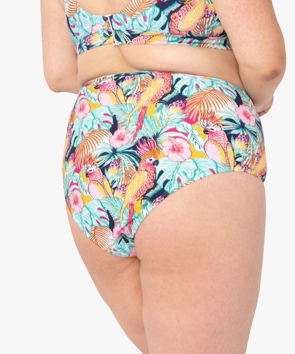 Bas de maillot de bain femme grande taille forme culotte à motifs exotiques vue2 - GEMO (PLAGE) - GEMO