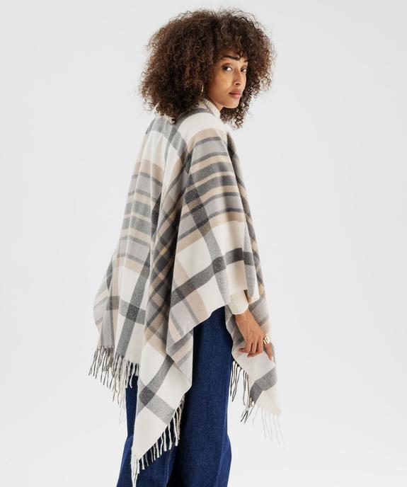 Echarpe poncho à carreaux avec fil métallisé femme vue4 - GEMO (ACCESS) - GEMO