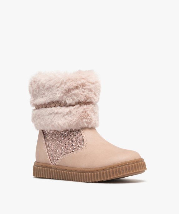 Bottines fourrées zippées à col duveteux fille vue3 - LOVELY WINGS - GEMO