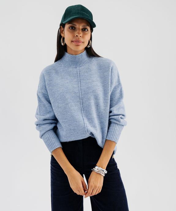 Pull col montant avec couture sur l’avant femme vue1 - GEMO(FEMME PAP) - GEMO