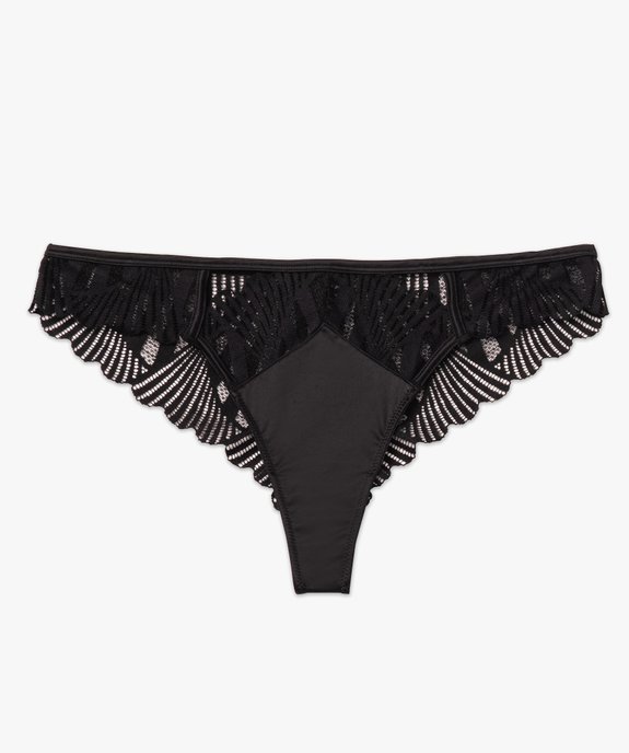 Tanga en maille satinée et dentelle femme vue4 - GEMO(HOMWR FEM) - GEMO