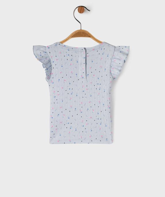 Tee-shirt manches courtes en maille fantaisie avec volants bébé fille vue3 - GEMO(BEBE DEBT) - GEMO