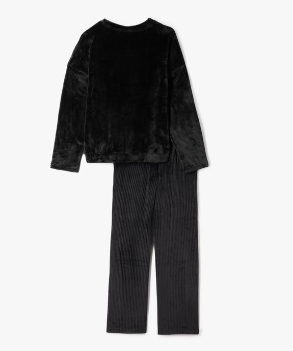Pyjama en maille  et velours fille vue3 - GEMO (JUNIOR) - GEMO