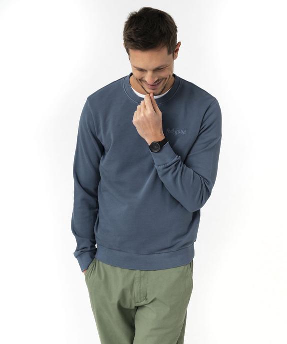 Sweat coloris unique avec broderie poitrine homme vue1 - GEMO (HOMME) - GEMO