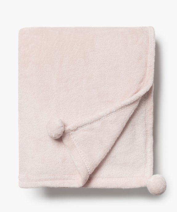 Plaid en velours doux et pompons vue1 - GEMO (ACCESS) - GEMO
