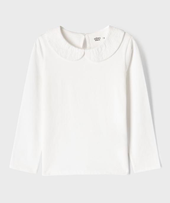 Tee-shirt manches longues avec col Claudine fille vue2 - GEMO 4G FILLE - GEMO