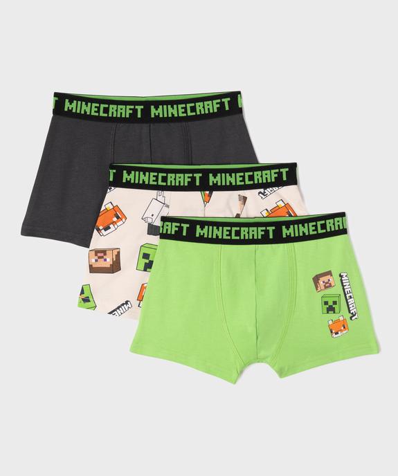 Boxer en coton stretch imprimé garçon - Minecraft (lot de 3) vue1 - MINECRAFT - GEMO