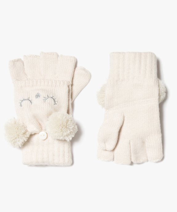 Gants fille 2-en-1 avec pompons et détails pailletés vue1 - GEMO (ENFANT) - GEMO