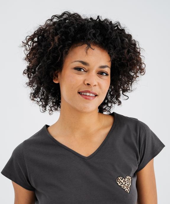 Chemise de nuit à manches courtes et col V femme vue3 - GEMO 4G FEMME - GEMO