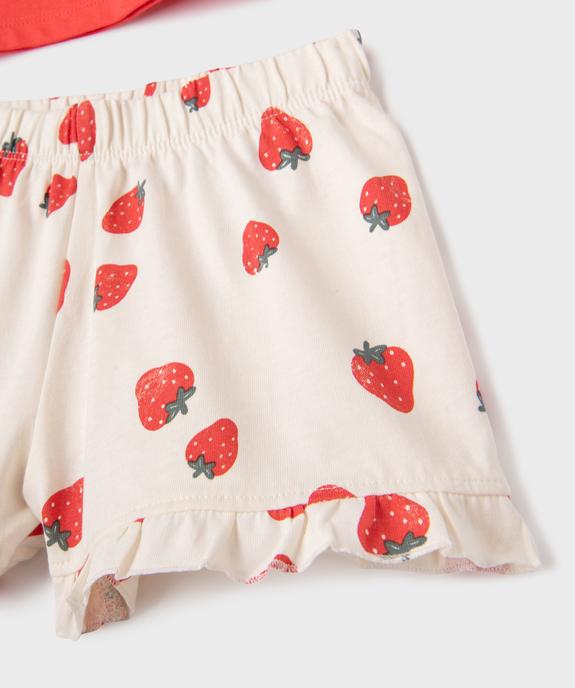 Pyjashort 2 pièces à motifs fraises bébé fille vue5 - GEMO 4G BEBE - GEMO