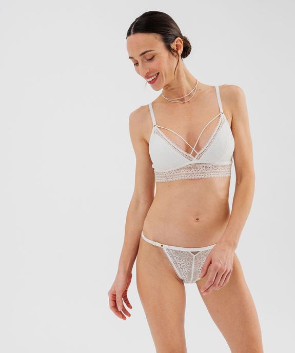 Soutien-gorge triangle en dentelle avec mousses amovibles femme vue4 - GEMO(HOMWR FEM) - GEMO