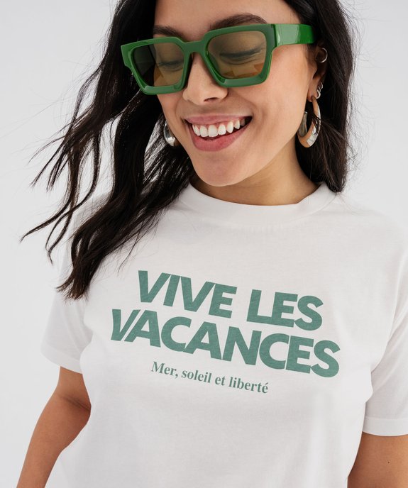 Tee-shirt manches courtes à message femme vue2 - GEMO 4G FEMME - GEMO