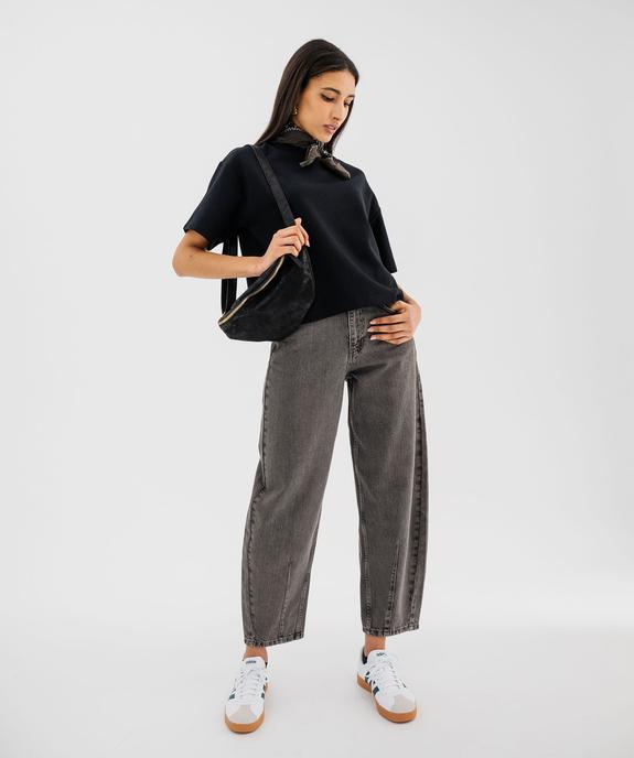 Tee-shirt manches courtes et col rond coupe oversize femme vue4 - GEMO 4G FEMME - GEMO