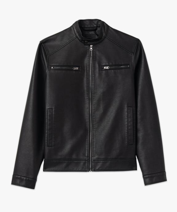 Blouson biker en cuir imitation homme vue4 - GEMO (HOMME) - GEMO