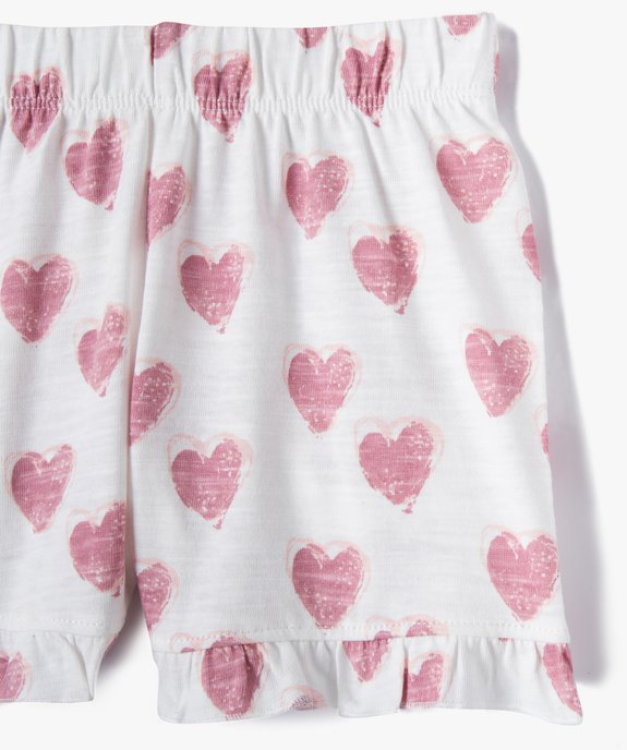 Pyjashort bébé 2 pièces imprimé cœurs et volants vue3 - GEMO(BB COUCHE) - GEMO